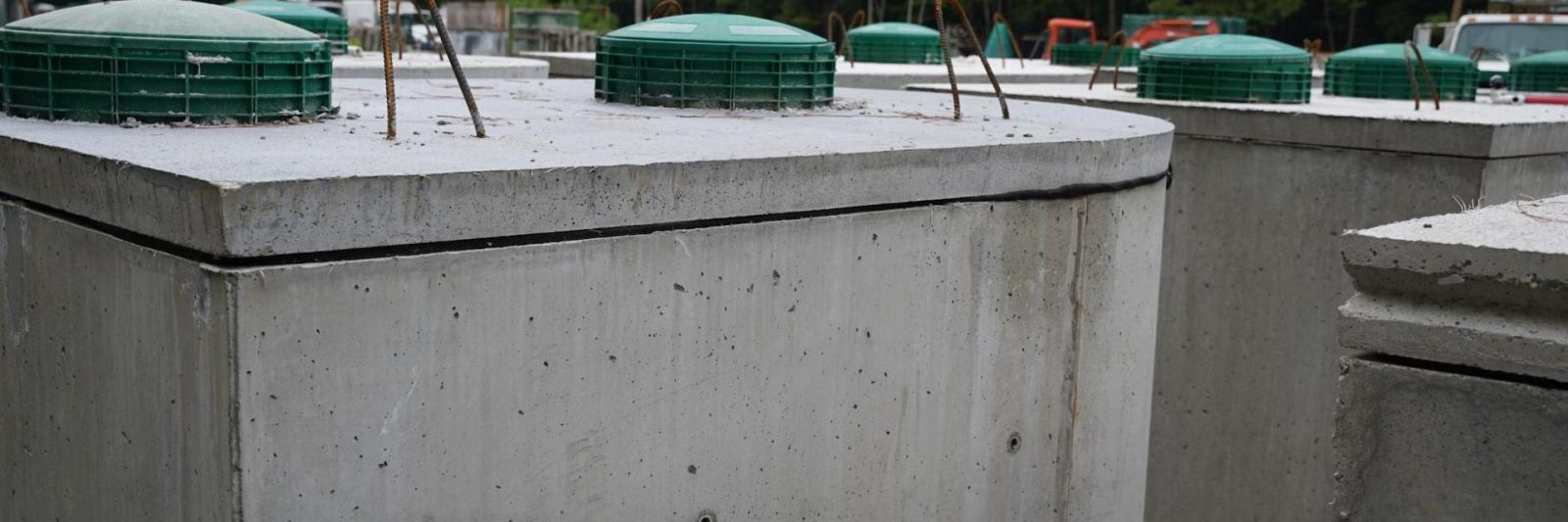 concrete septic tanks with green risers